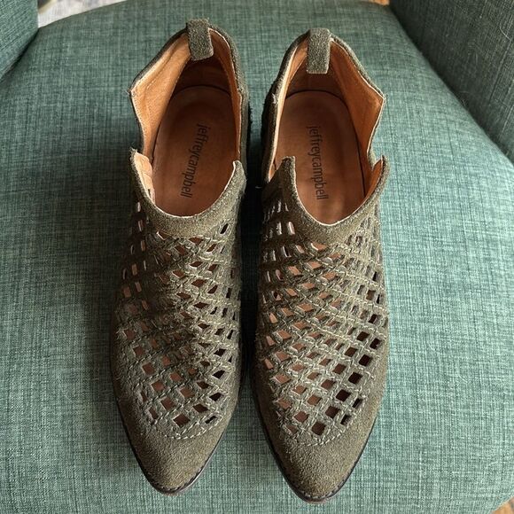 Jeffrey Campbell Taggart olive green suede Women Olive Ankle Booties boots sz 8 - Picture 3 of 11